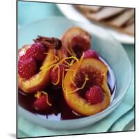 Peaches with Raspberries in Red Wine and Cinnamon Sauce-Frank Wieder-Mounted Photographic Print