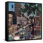 "Peachtree Street," June 25, 1960-John Falter-Framed Stretched Canvas