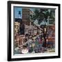 "Peachtree Street," June 25, 1960-John Falter-Framed Giclee Print