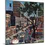 "Peachtree Street," June 25, 1960-John Falter-Mounted Premium Giclee Print