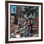 "Peachtree Street," June 25, 1960-John Falter-Framed Giclee Print