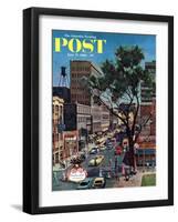 "Peachtree Street," Saturday Evening Post Cover, June 25, 1960-John Falter-Framed Giclee Print