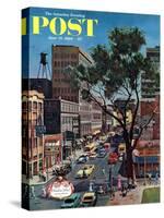 "Peachtree Street," Saturday Evening Post Cover, June 25, 1960-John Falter-Stretched Canvas
