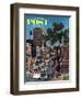 "Peachtree Street," Saturday Evening Post Cover, June 25, 1960-John Falter-Framed Giclee Print