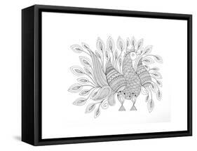 Peacock 7-Neeti Goswami-Framed Stretched Canvas