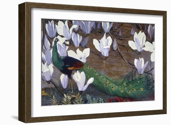 Peacock and Magnolia-Jesse Arms Botke-Framed Premium Giclee Print