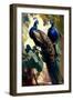 Peacock and Peahen on the tree branch III-Vivienne Dupont-Framed Art Print