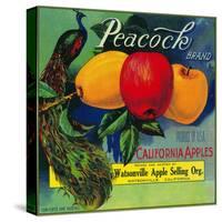 Peacock Apple Crate Label - Watsonville, CA-Lantern Press-Stretched Canvas