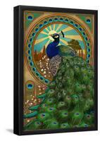 Peacock - Art Nouveau-null-Framed Poster