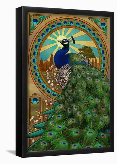 Peacock - Art Nouveau-null-Framed Poster