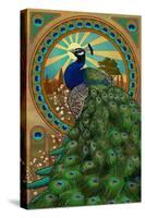 Peacock - Art Nouveau-Lantern Press-Stretched Canvas