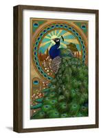 Peacock - Art Nouveau-Lantern Press-Framed Art Print