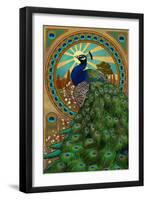 Peacock - Art Nouveau-Lantern Press-Framed Art Print