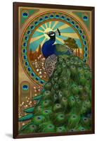 Peacock - Art Nouveau-Lantern Press-Framed Art Print