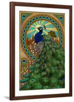 Peacock - Art Nouveau-Lantern Press-Framed Art Print