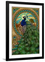 Peacock - Art Nouveau-Lantern Press-Framed Art Print