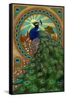 Peacock - Art Nouveau-Lantern Press-Framed Stretched Canvas