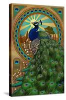 Peacock - Art Nouveau-Lantern Press-Stretched Canvas