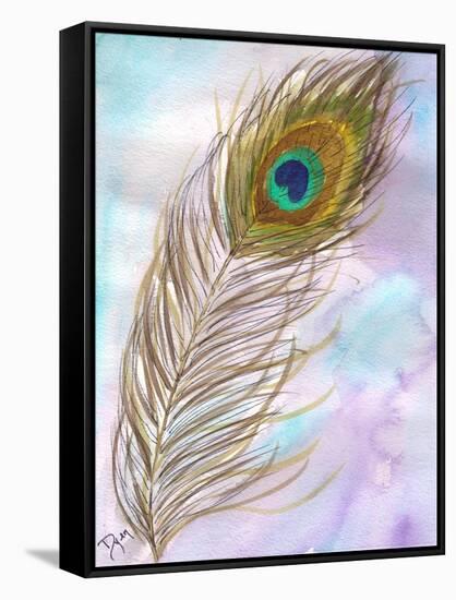 Peacock Feather 1-Beverly Dyer-Framed Stretched Canvas