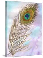 Peacock Feather 1-Beverly Dyer-Stretched Canvas