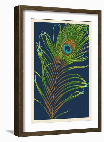 Peacock Feather-Lantern Press-Framed Art Print