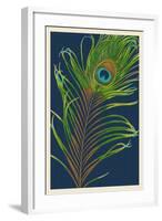 Peacock Feather-Lantern Press-Framed Art Print