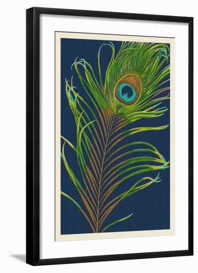 Peacock Feather-Lantern Press-Framed Art Print