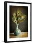 Peacock Feathers in Blue Vase-Tom Quartermaine-Framed Giclee Print