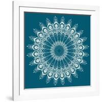 Peacock Feathers Mandala-null-Framed Art Print