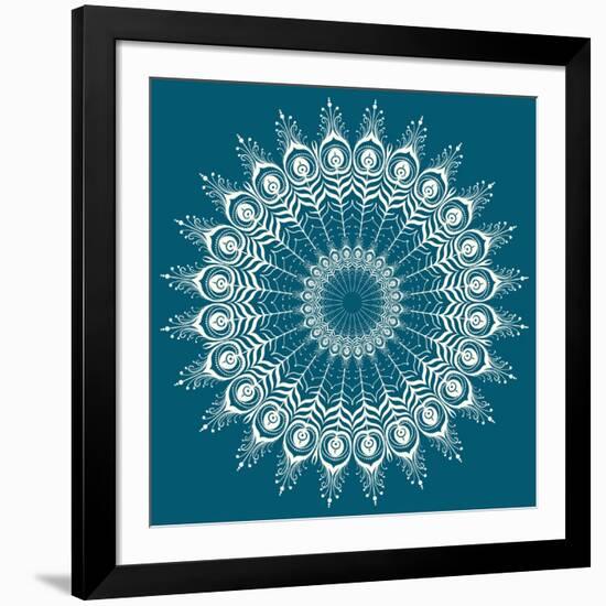 Peacock Feathers Mandala-null-Framed Art Print