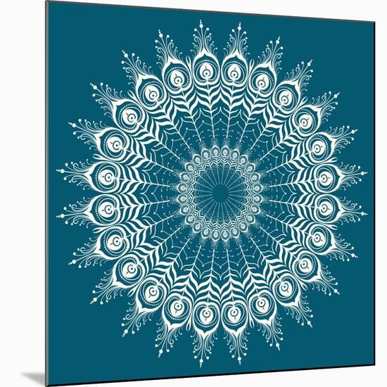 Peacock Feathers Mandala-null-Mounted Art Print