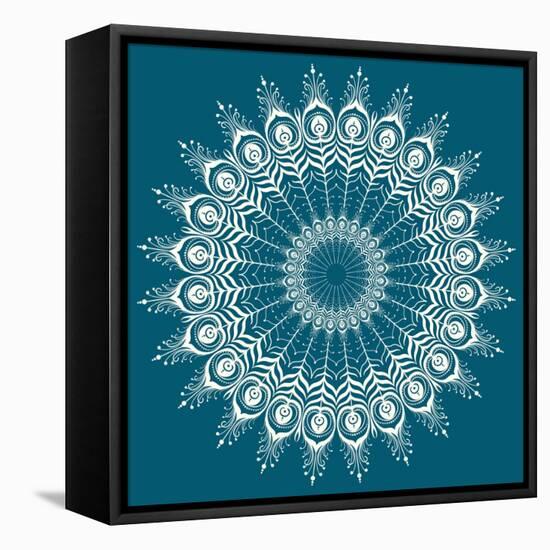 Peacock Feathers Mandala-null-Framed Stretched Canvas