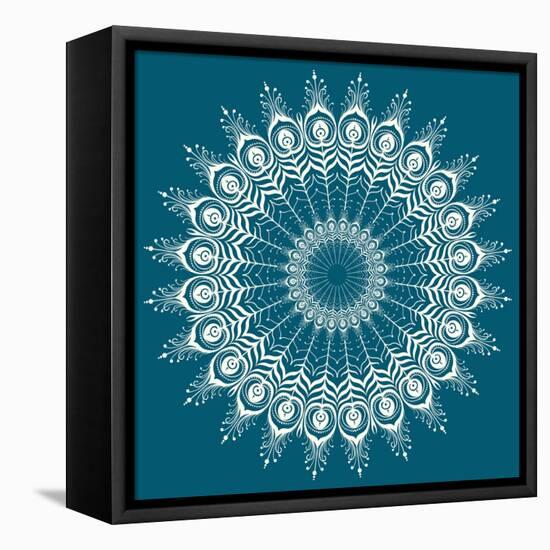 Peacock Feathers Mandala-null-Framed Stretched Canvas