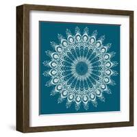 Peacock Feathers Mandala-null-Framed Art Print