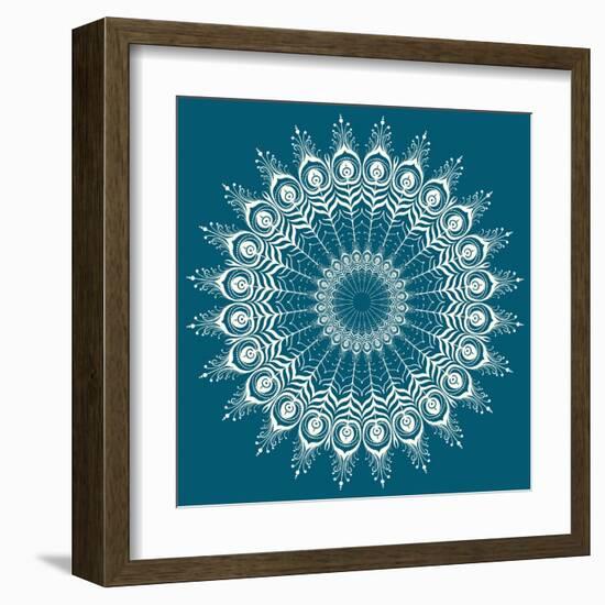 Peacock Feathers Mandala-null-Framed Art Print