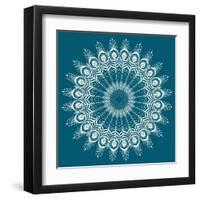 Peacock Feathers Mandala-null-Framed Art Print