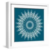 Peacock Feathers Mandala-null-Framed Art Print