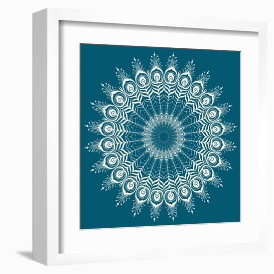 Peacock Feathers Mandala-null-Framed Art Print