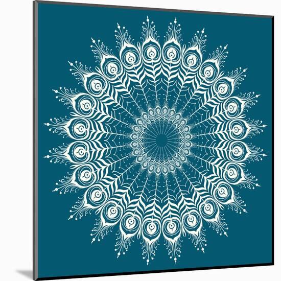 Peacock Feathers Mandala-null-Mounted Art Print