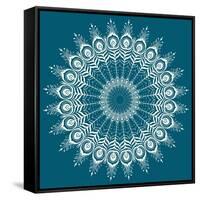 Peacock Feathers Mandala-null-Framed Stretched Canvas
