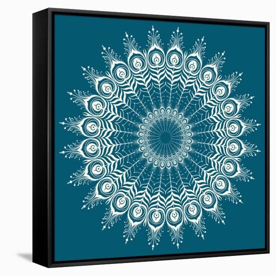 Peacock Feathers Mandala-null-Framed Stretched Canvas