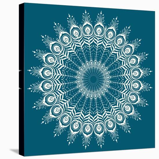 Peacock Feathers Mandala-null-Stretched Canvas