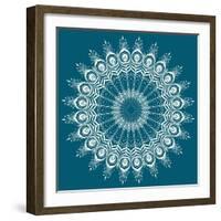 Peacock Feathers Mandala-null-Framed Art Print