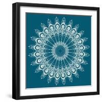 Peacock Feathers Mandala-null-Framed Art Print