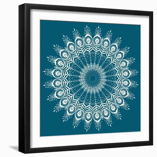 Peacock Feathers Mandala-null-Framed Art Print