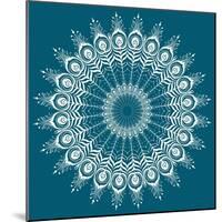 Peacock Feathers Mandala-null-Mounted Art Print