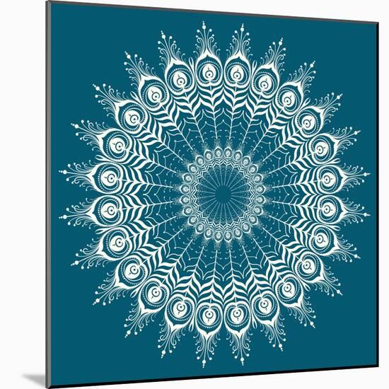 Peacock Feathers Mandala-null-Mounted Art Print