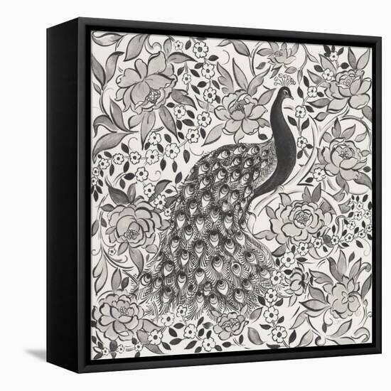 Peacock Garden III BW-Miranda Thomas-Framed Stretched Canvas