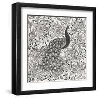 Peacock Garden III BW-Miranda Thomas-Framed Art Print