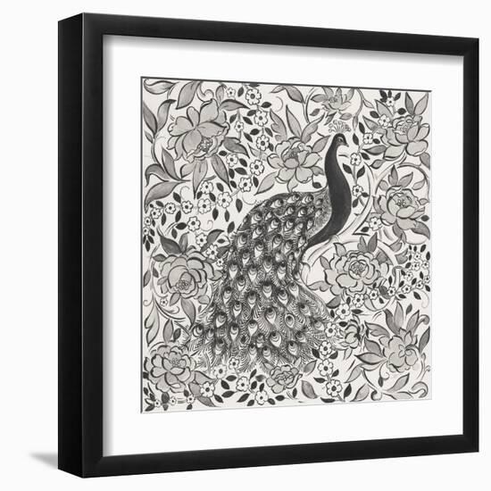 Peacock Garden III BW-Miranda Thomas-Framed Art Print